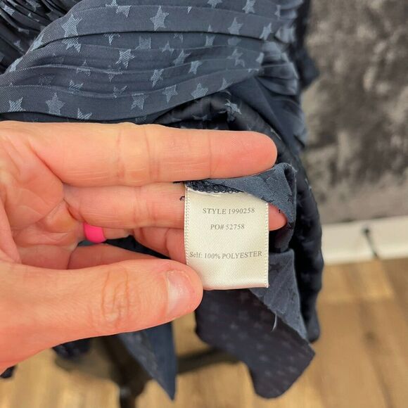 Current Air Los Angeles Star Print Cinch Pleated Dress Mini Women's M Navy Blue - Picture 5 of 11